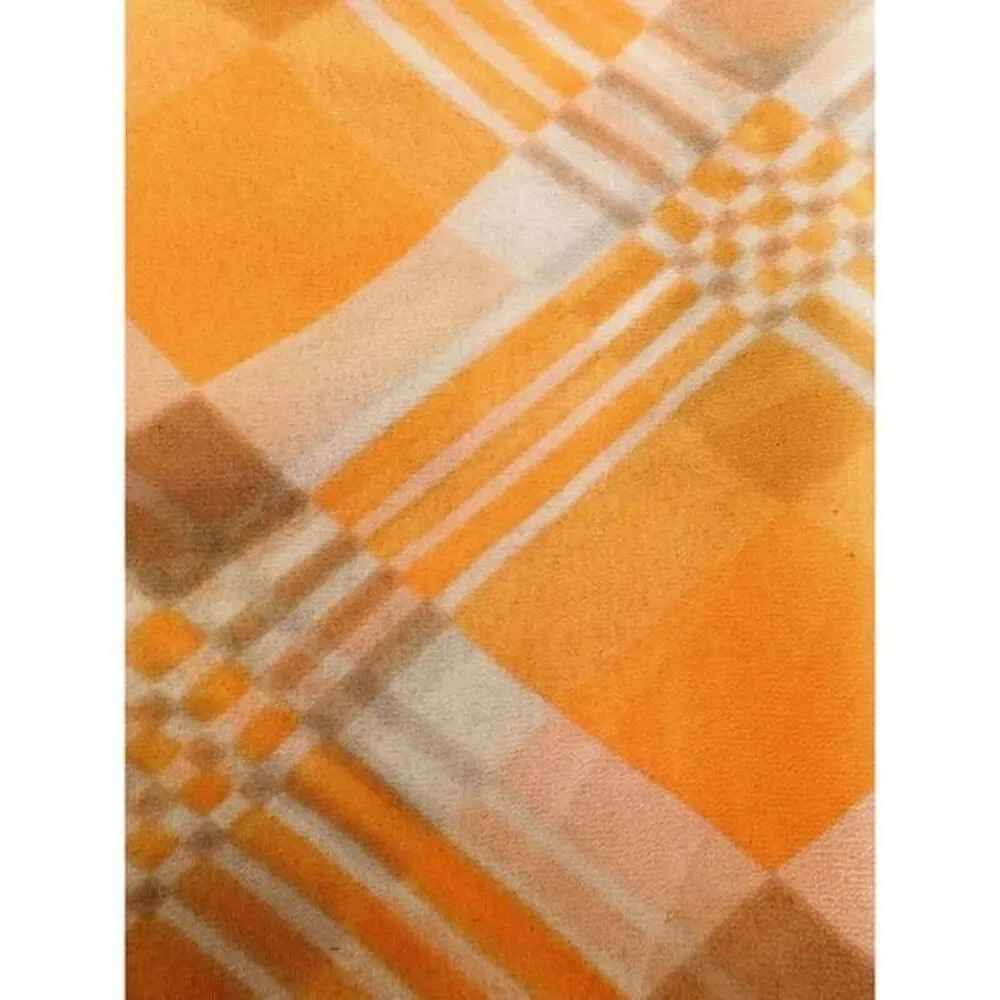 Vintage 60's Scarf Multi Color Checker Print. Orange Gray  Cream.‎ Approx 40x15